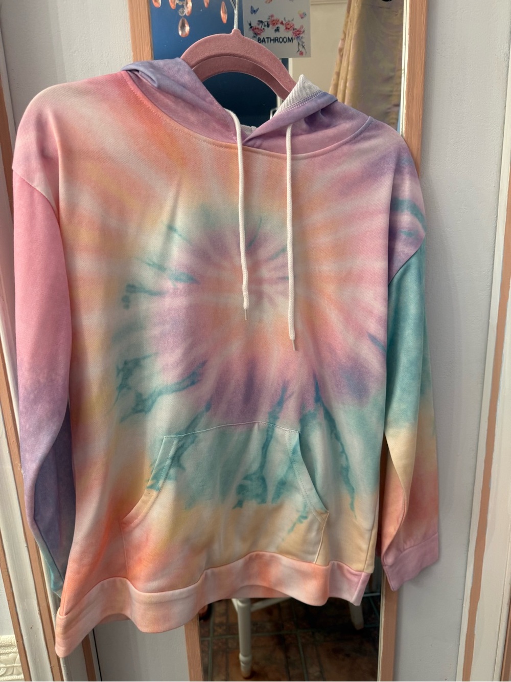 Tie-Dye Pastel Hoodie Sweatshirt - Pink, Purple & Teal